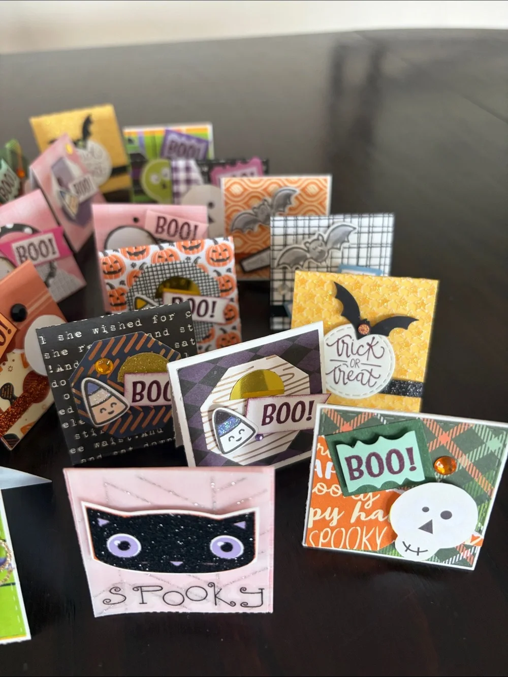 New Handmade Halloween Mini Foldable Surprise Cards - Set of 30, Colorful 2 x 2